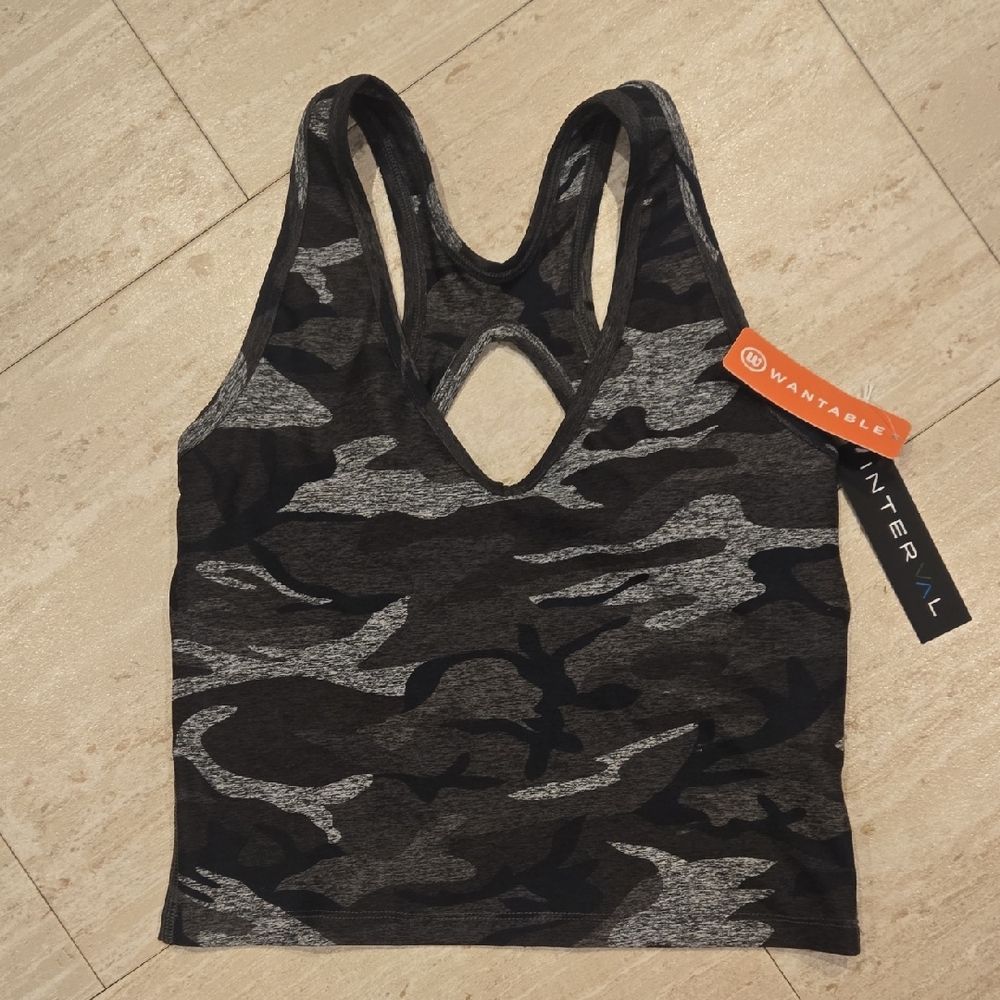 New Interval Flow Heather Sculpt Camo Stride Tank